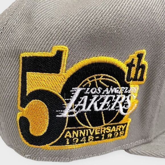 Mitchell & Ness Los Angeles Lakers 50th Anniversary Gray Fitted Hat size 7 1/4 - Picture 4 of 11